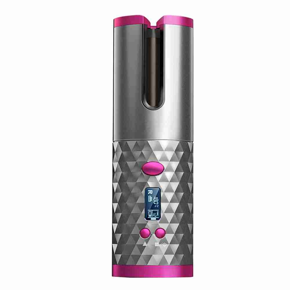 Klack Cepillo de pelo rizador automatico recarg. por usb  gris qm600