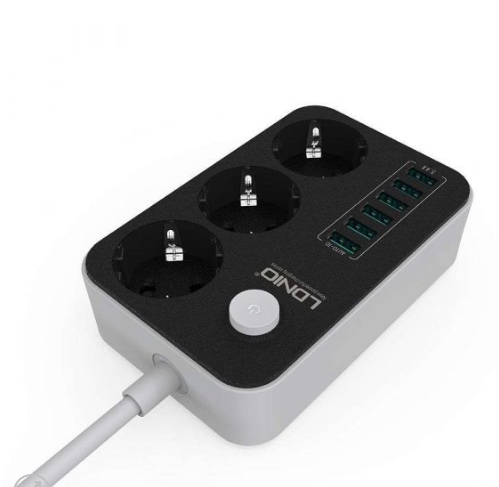 Klack Regleta alargador de enchufe con 6 usb -  europe - protección contra sobrecargas