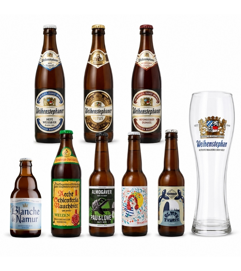 Pack 8 Cervezas de Trigo: de frescas a potentes + vaso