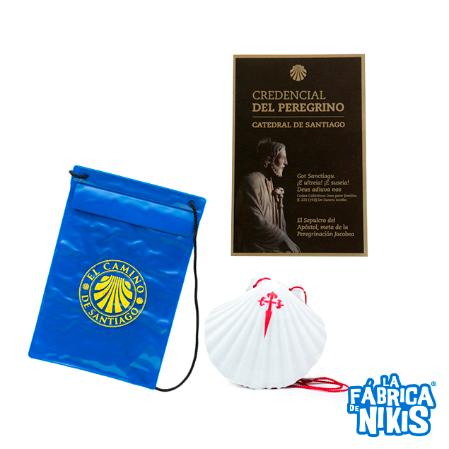 Credencial del peregrino, concha y funda