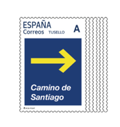 miniatura Pack de 100 sellos para venta en establecimientos TArifa A Camino de Santiago flecha amarilla