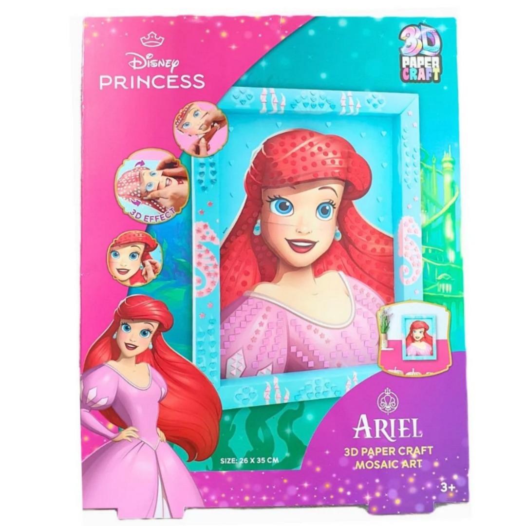 New Import Pinta Marco 3D con Diamantes Disney Ariel La Sirenita 35x26cm