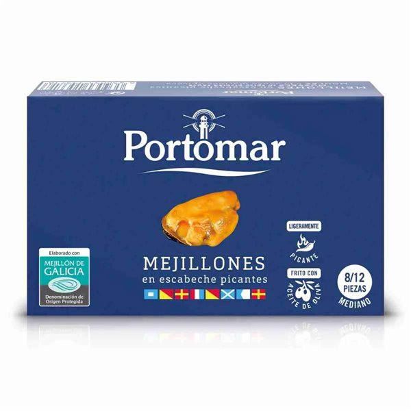 Portomar MEJILLON 8-12 PICANTE FRITOS OLIVA DOP RIAS GALL RR-120 PORTOMAR C/25
