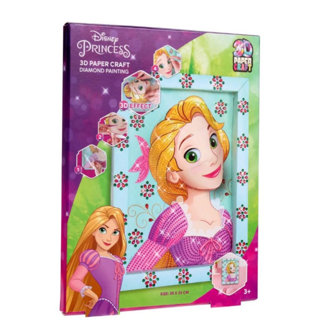 New Import Pinta Marco 3D con Diamantes Disney Rapunzel Enredados 35x26cm