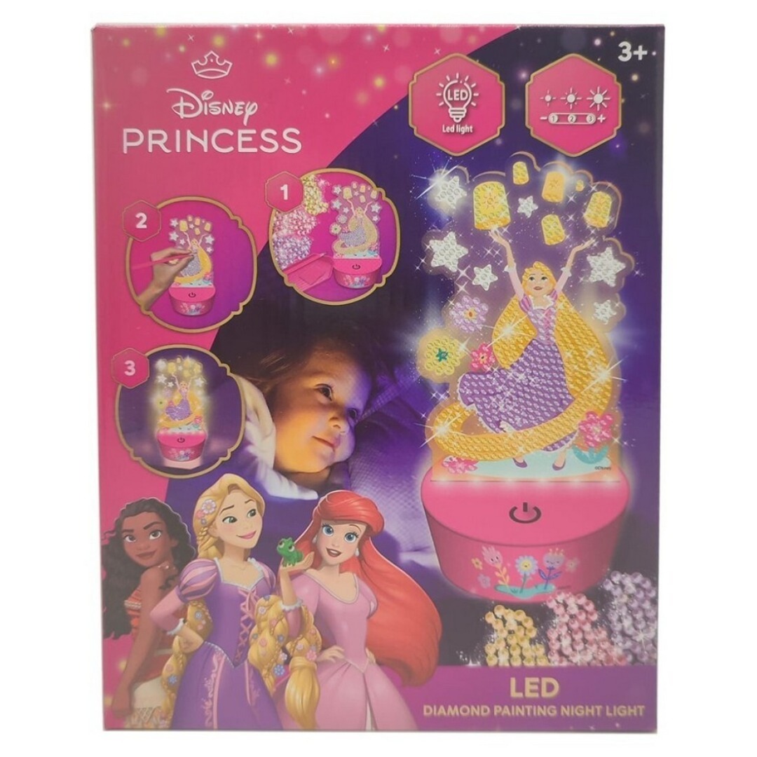 Lámpara y Pinta con Diamantes Luz Led Disney Rapunzel - 20cm 3 Intensidades