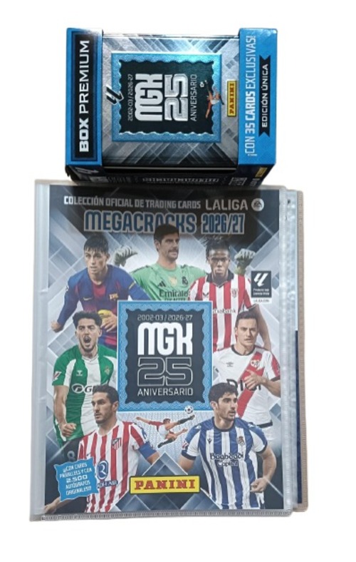 PANINI Box Premium + Archivador Megacracks 2026 2027 Panini Posible Firma (no asegurada) 35 cards exclusivas