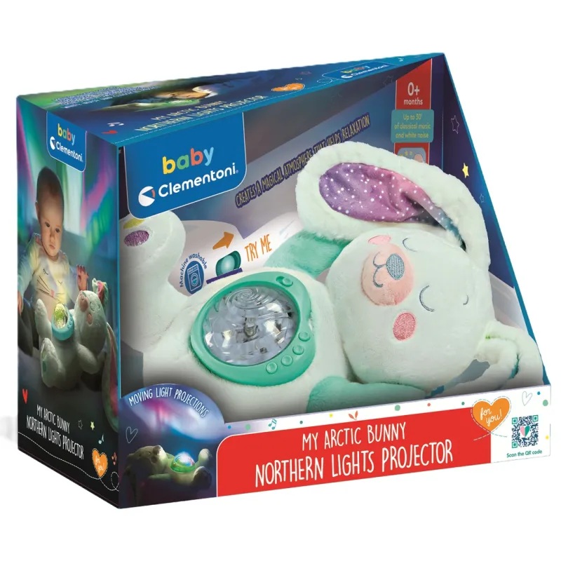 Clementoni Conejito Polar Aurora Boreal - Suave Peluche electrónico de Clementoni