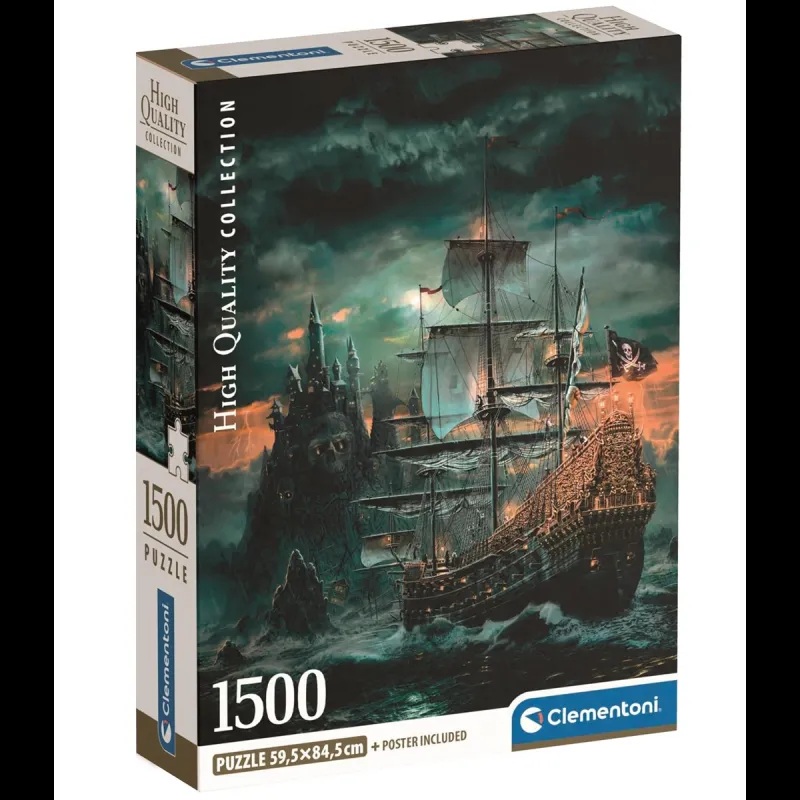 Clementoni Puzzle 1500 piezas Barco de Pirata en Tormenta Arrecifes - Clementoni