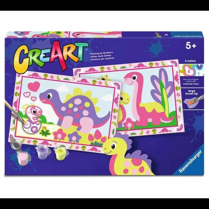 Ravensburger Set Pintar por números Tiernos Dinosaurios CreArt - Ravensburger