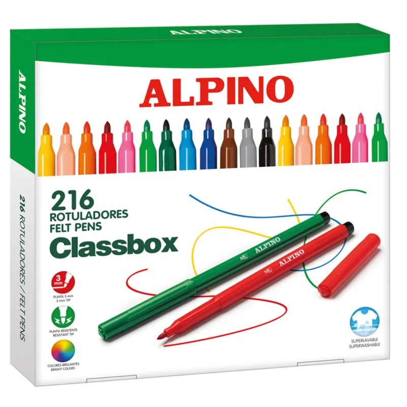 Alpino Estuche Escolar de 216 rotuladores de colores - Alpino