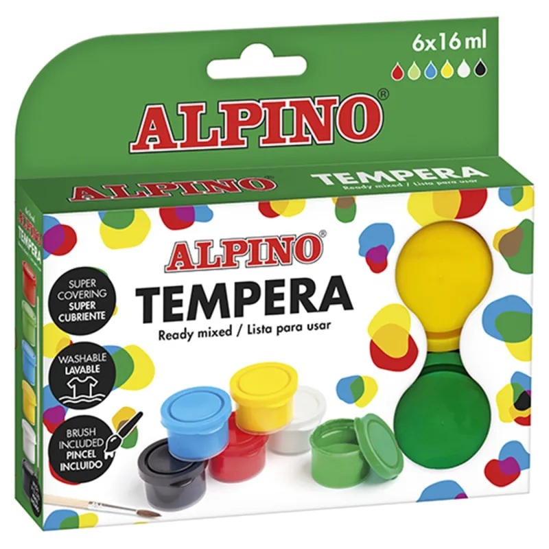 Alpino Estuche de Temperas lavables con colores brillantes - Alpino