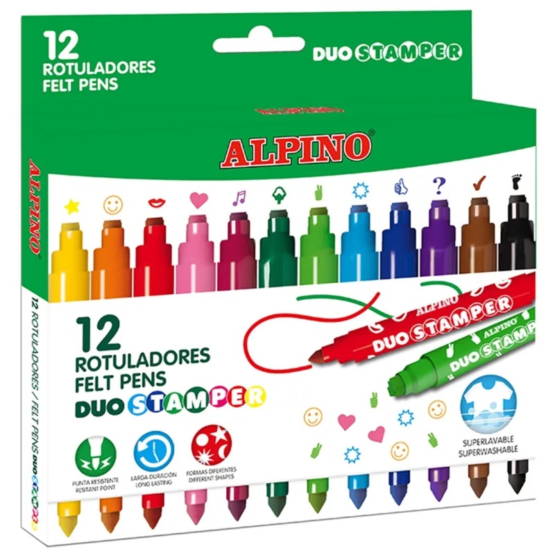 Alpino Estuche 12 rotuladores de colores Duo Stamper - Alpino