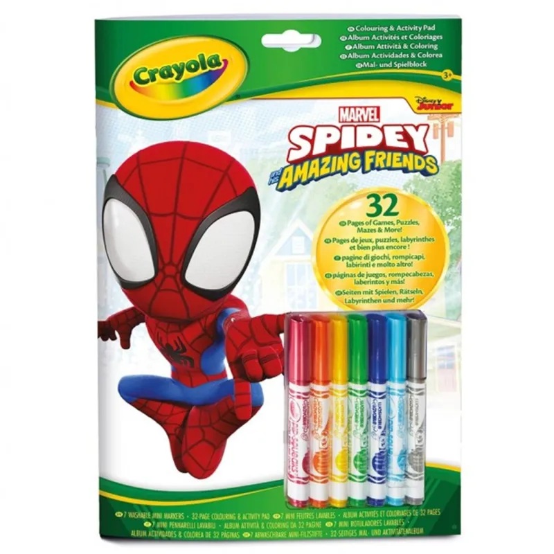 Spiderman Libro Actividades y Colorear Spidey con 7 rotuladores - Crayola