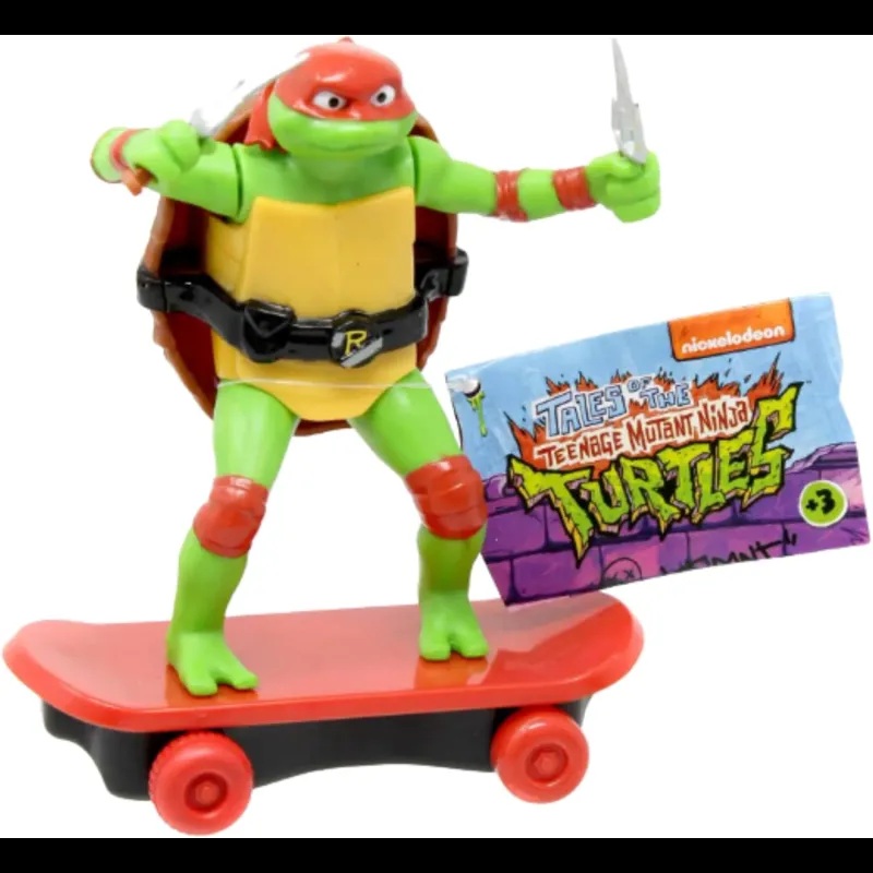 Tortugas Ninja Figura Tortuga Ninja con patinete Raphael con Bandana Roja