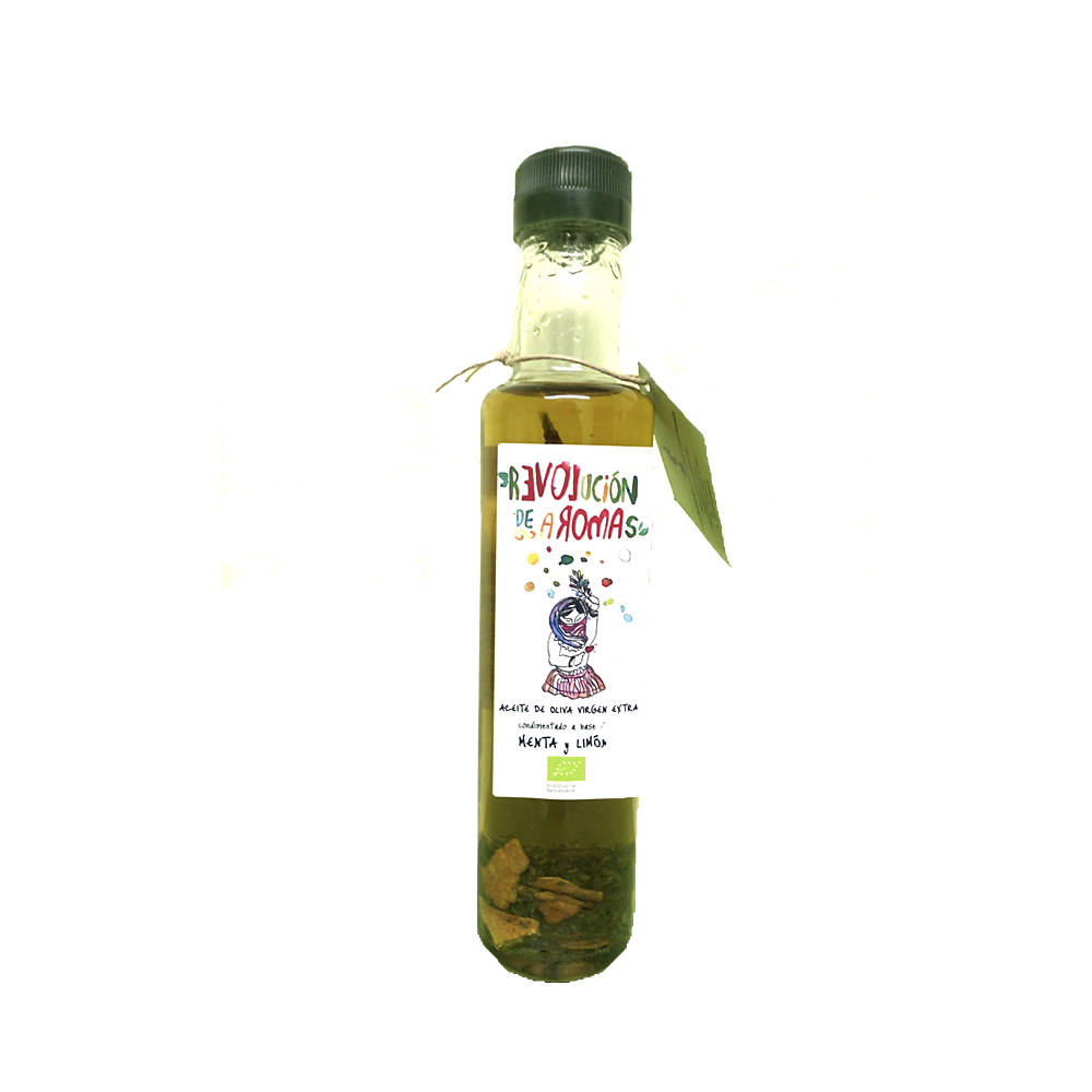 Aceite ecológico de oliva virgen extra Condimentado con menta y limón