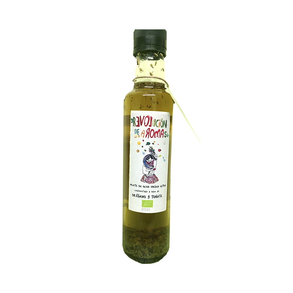 Aceite ecológico de oliva virgen extra Condimentado con orégano y tomate