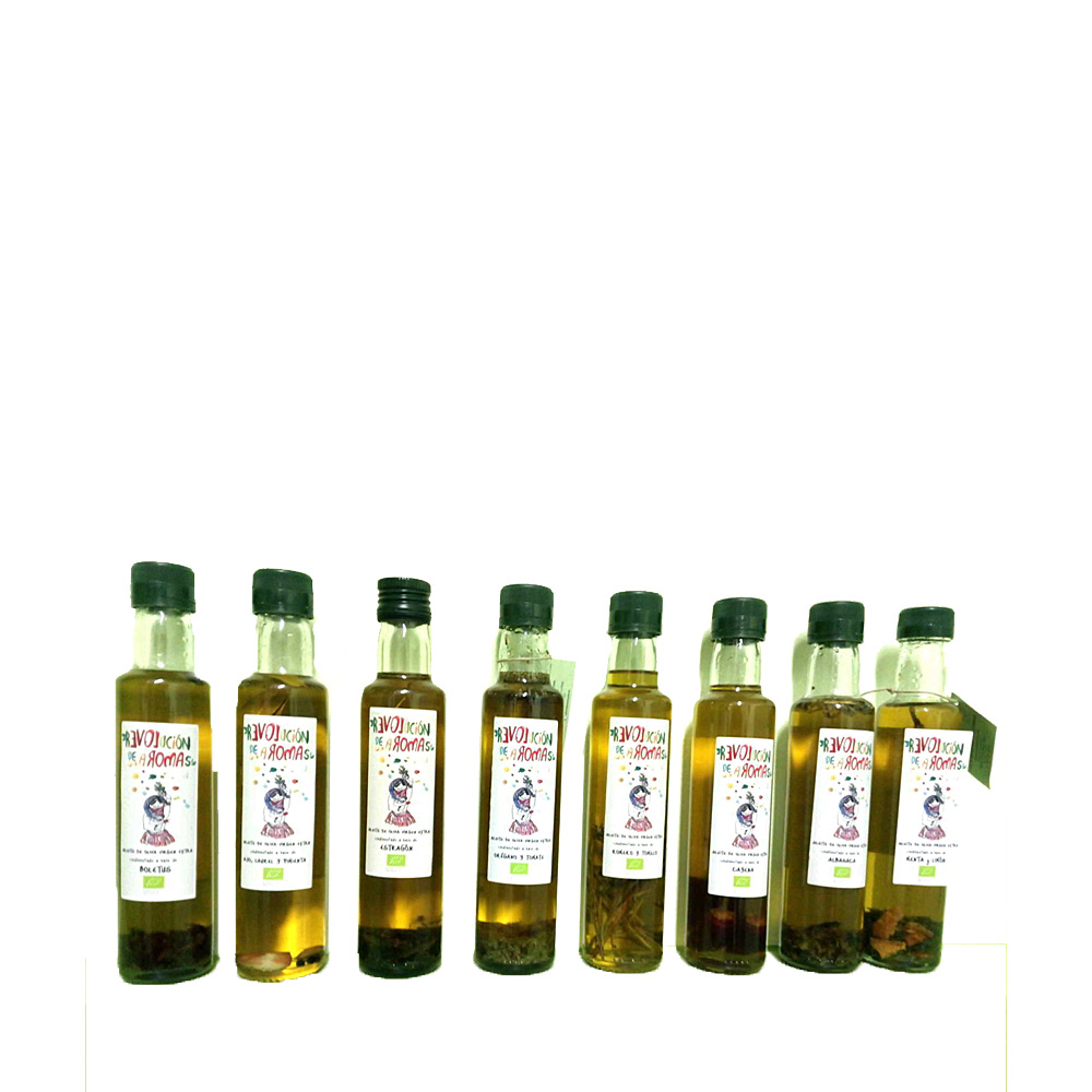 Revolución de aromas Pack Aceite ecológico de oliva virgen extra Condimentado. 2unidades a elegir