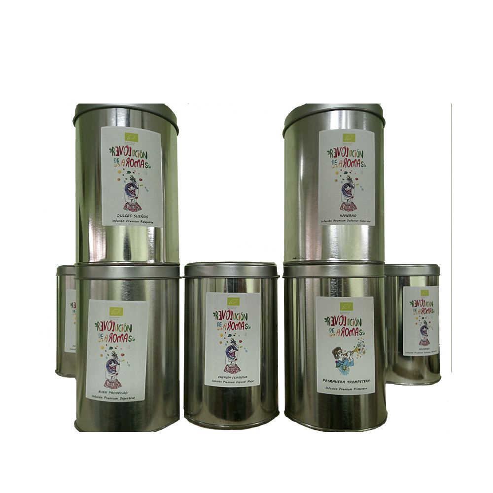 Pack Infusiones ecológicas artesanas revolución de aromas 5 unidades lata