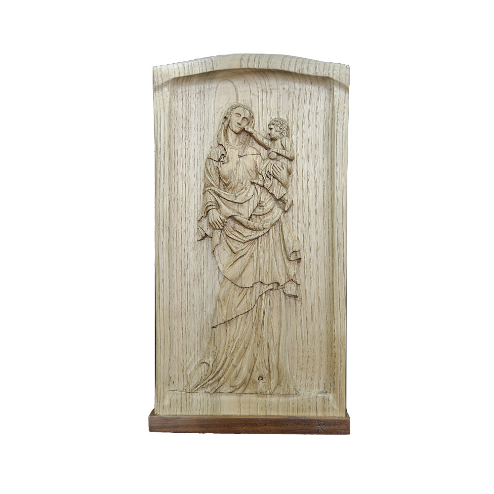 Relieve virgen gótica en madera
